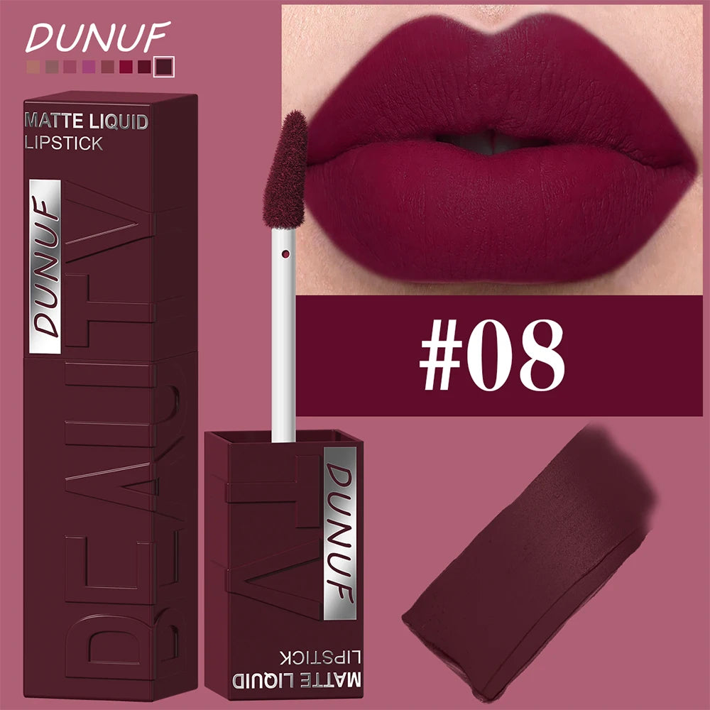 LUX LADY Square-Tube Velvet Matte Lipstick – 8-Color Plumping Lip Glaze