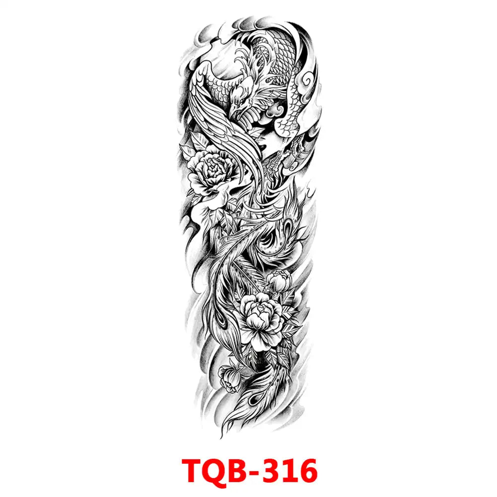 Large Waterproof Full Arm Temporary Tattoo – Intricate Totem & Geometric Sleeve Sticker