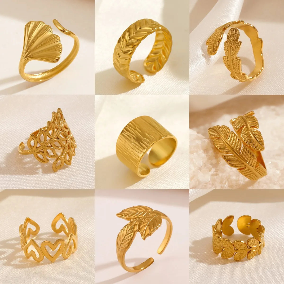 Adjustable Luxe Geometric 316L Gold Rings – The Ultimate All-Day Statement 48 Pieces