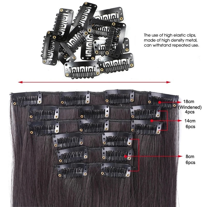 6Pieces/Set Luxe Length Transformation Kit – 24-Inch Silky Straight Synthetic Extensions