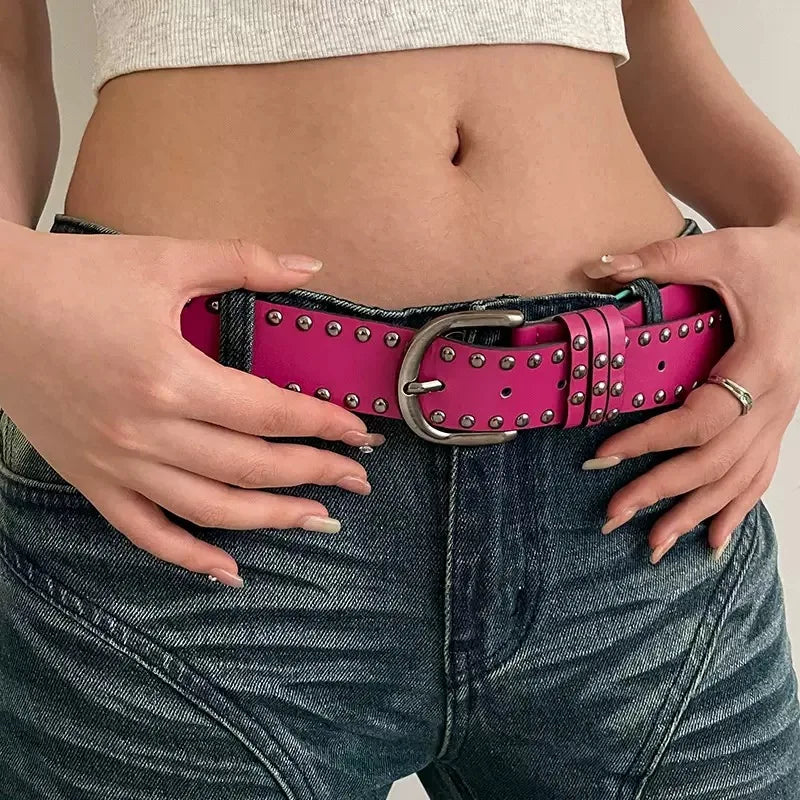 retro rivet Midnight Rebellion Skull & Rhinestone Belt