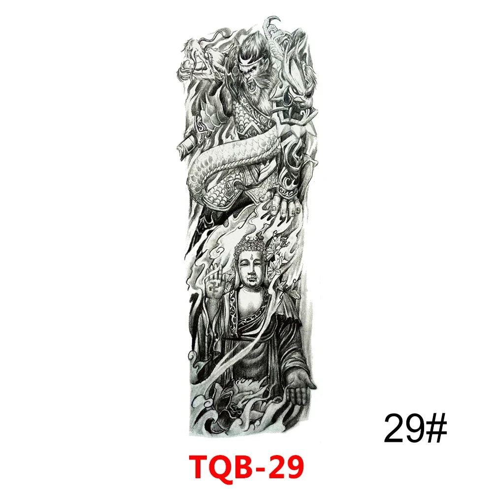 Unisex Full Arm Temporary Tattoo Sticker – Premium Old School Skull Body Art
