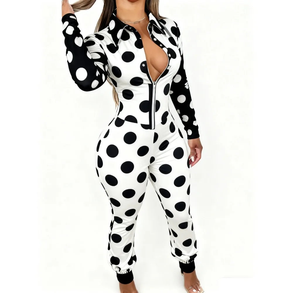 Sculpt & Style: Slimming Geometric Long Sleeve Clubwear Jumpsuit 2026 Trendy Bodysuit