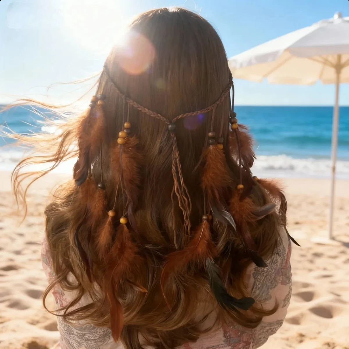 The Wanderer’s Feather Headband: Vintage-Inspired Boho Hair Accessory for Effortless Festival Style
