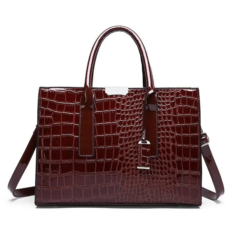Signature Crocodile Texture Shopper – Sophisticated Luxury Work Tote