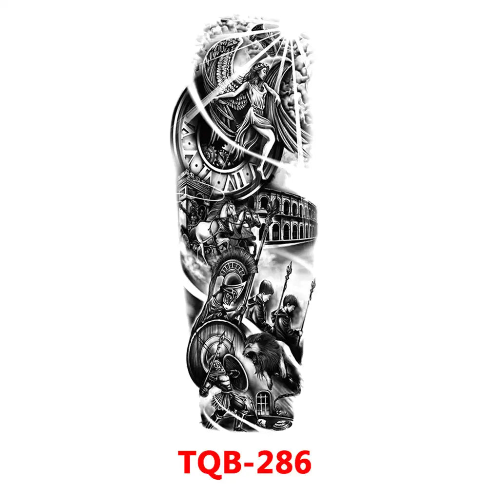 Large Waterproof Full Arm Temporary Tattoo – Intricate Totem & Geometric Sleeve Sticker