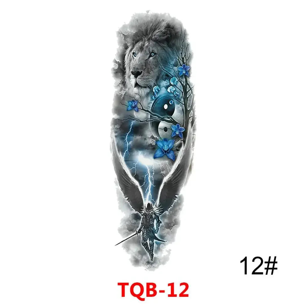 Unisex Full Arm Temporary Tattoo Sticker – Premium Old School Skull Body Art