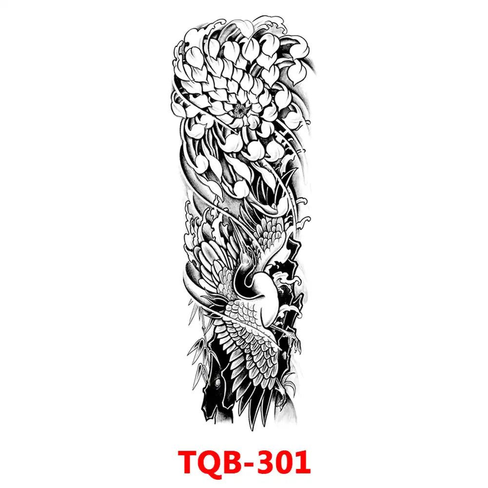 Large Waterproof Full Arm Temporary Tattoo – Intricate Totem & Geometric Sleeve Sticker