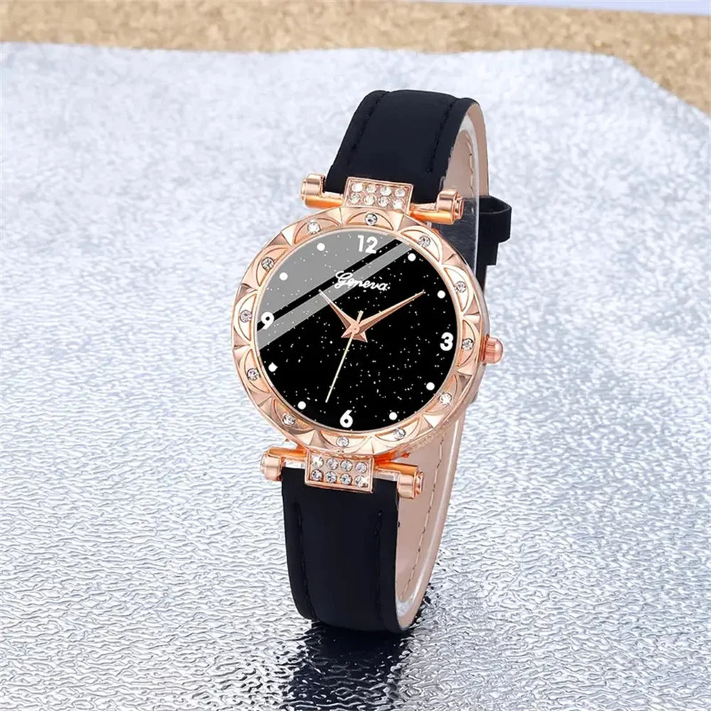 Signature 5-Piece Glam Set: Rhinestone Watch, Bracelets & Jewelry