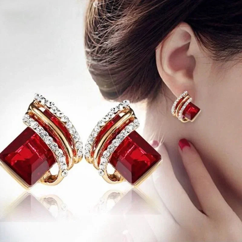 Gold-plated Zircon Earring Crystal  Engagement  for women
