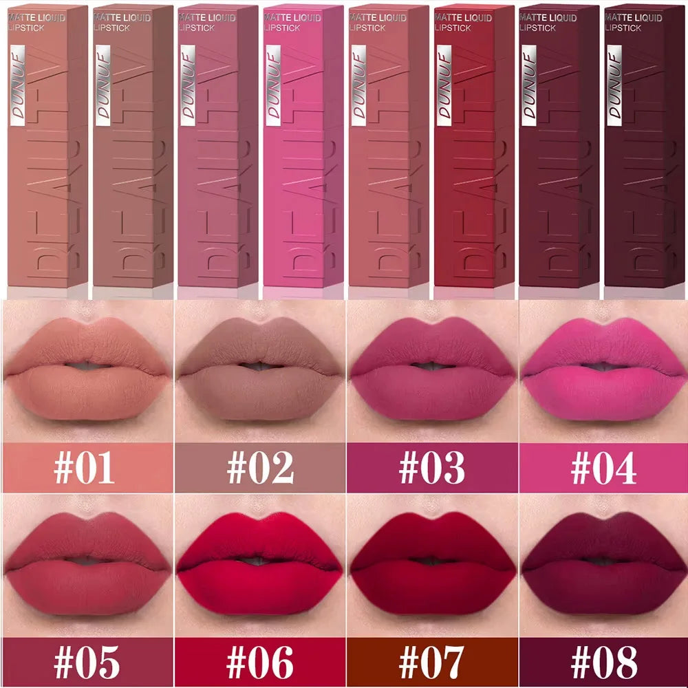 LUX LADY Square-Tube Velvet Matte Lipstick – 8-Color Plumping Lip Glaze