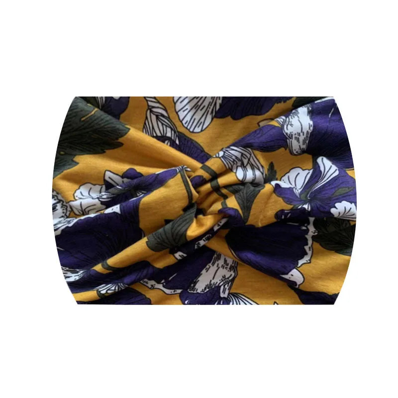 Extra-Wide 18cm Bohemian Headband – Stretchy Printed Turban Wrap for Fitness & Everyday Style
