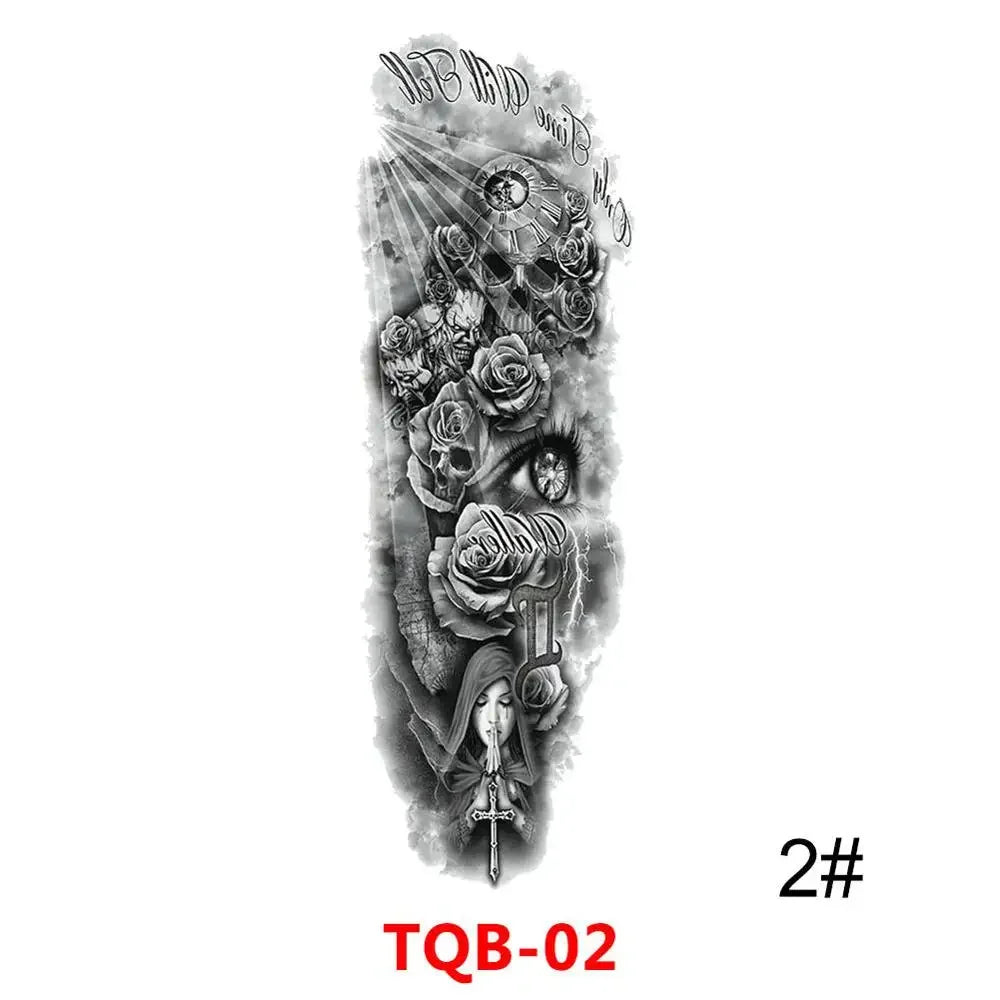 Unisex Full Arm Temporary Tattoo Sticker – Premium Old School Skull Body Art
