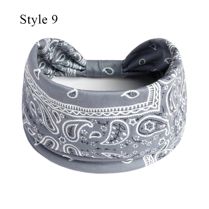 Women's Bohemian Wide Hair Band – Soft Stretchy Floral Turban for Sports, Yoga & Casual Fashion