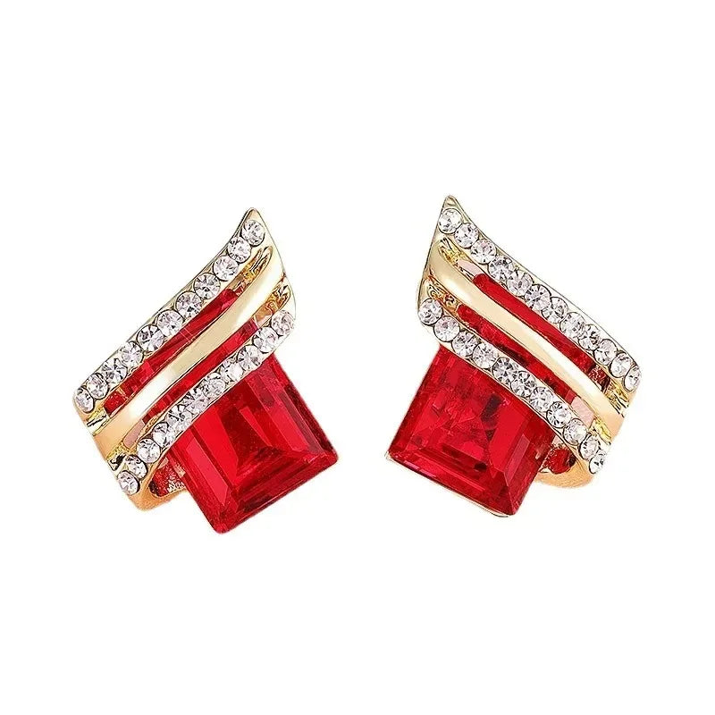 Gold-plated Zircon Earring Crystal  Engagement  for women