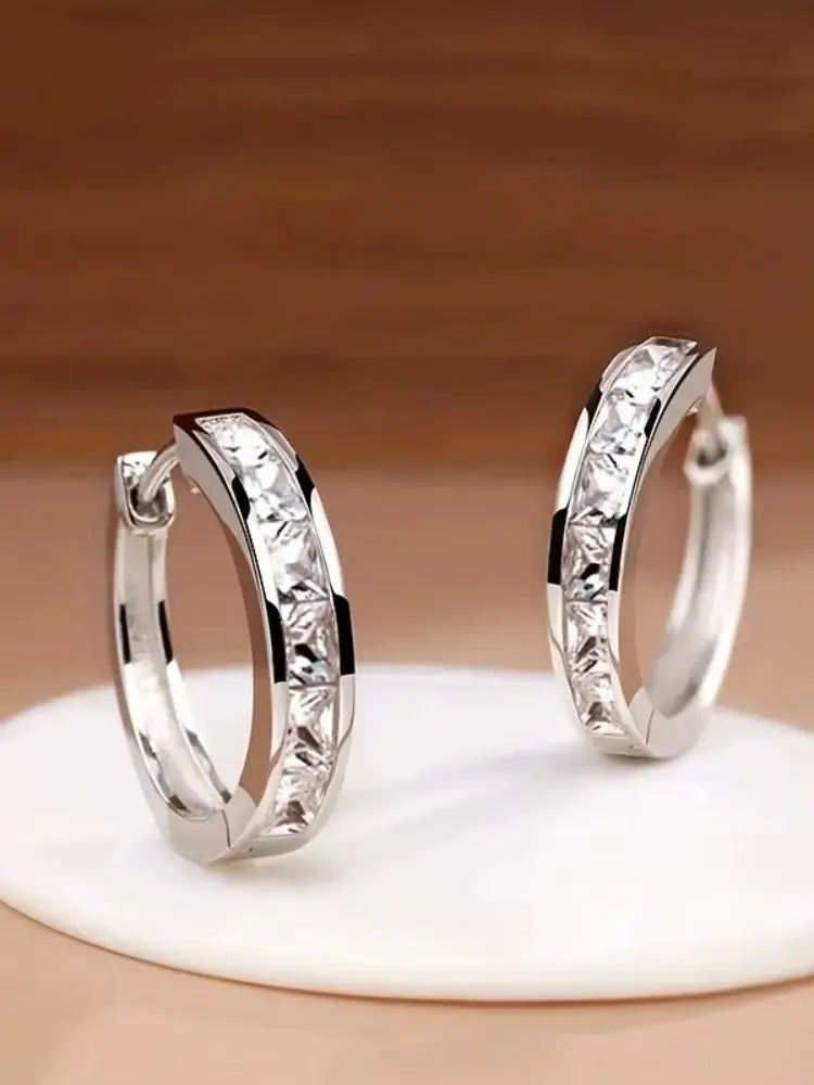 Vertex Platinum-Tone Eternity Hoops