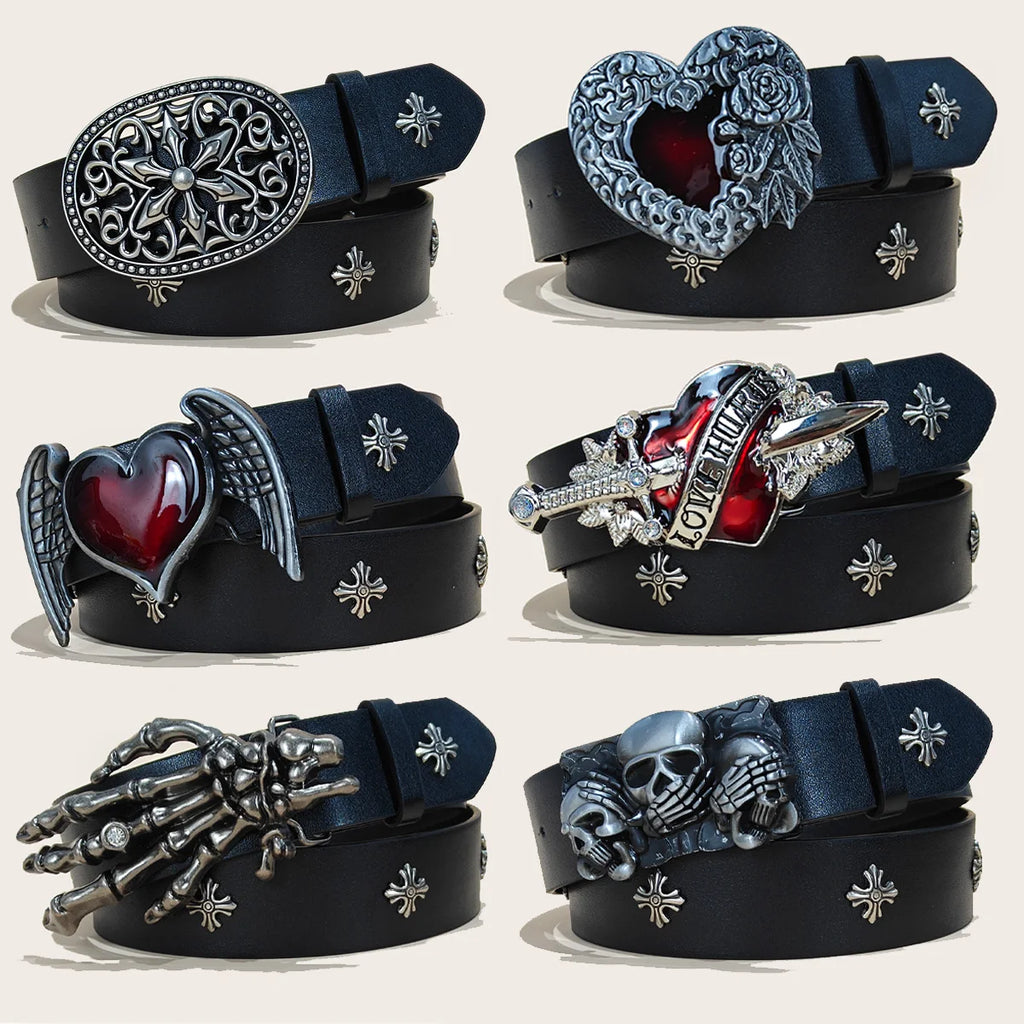 Gothic Punk Cross Hardware Belt – Premium women Fashion Accessory for Alternative Style