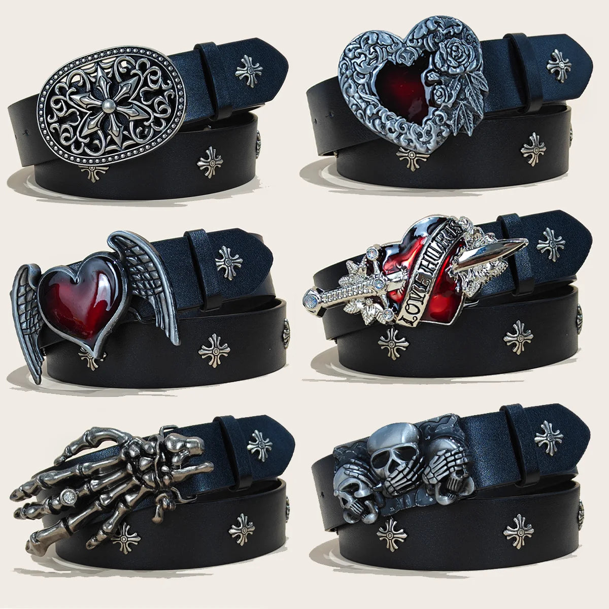 Gothic Punk Cross Hardware Belt – Premium women Fashion Accessory for Alternative Style