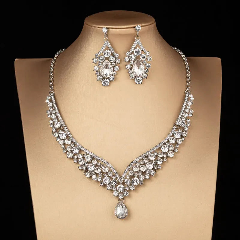 The Royal Radiance AB Crystal Set – Iridescent Necklace & Earring Suite