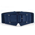 Wide Elastic Corset-Style Cinch Belt with Rectangular Buckle