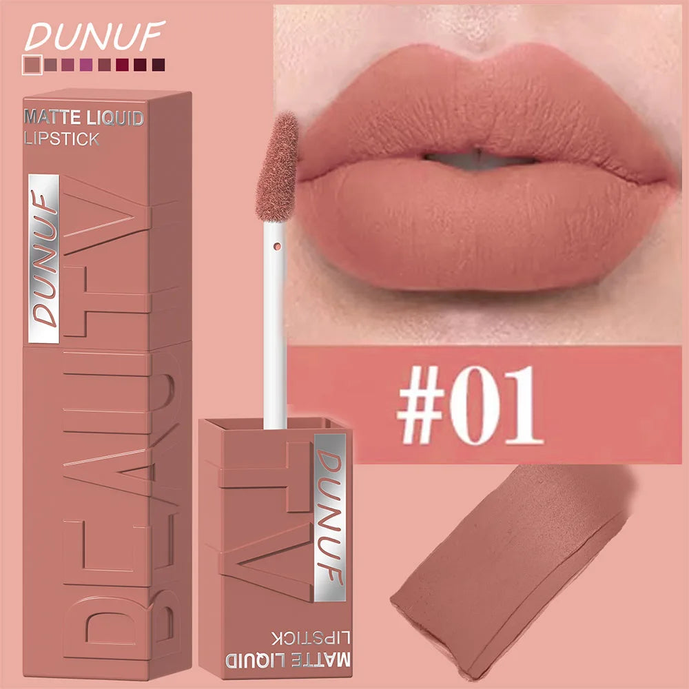 LUX LADY Square-Tube Velvet Matte Lipstick – 8-Color Plumping Lip Glaze