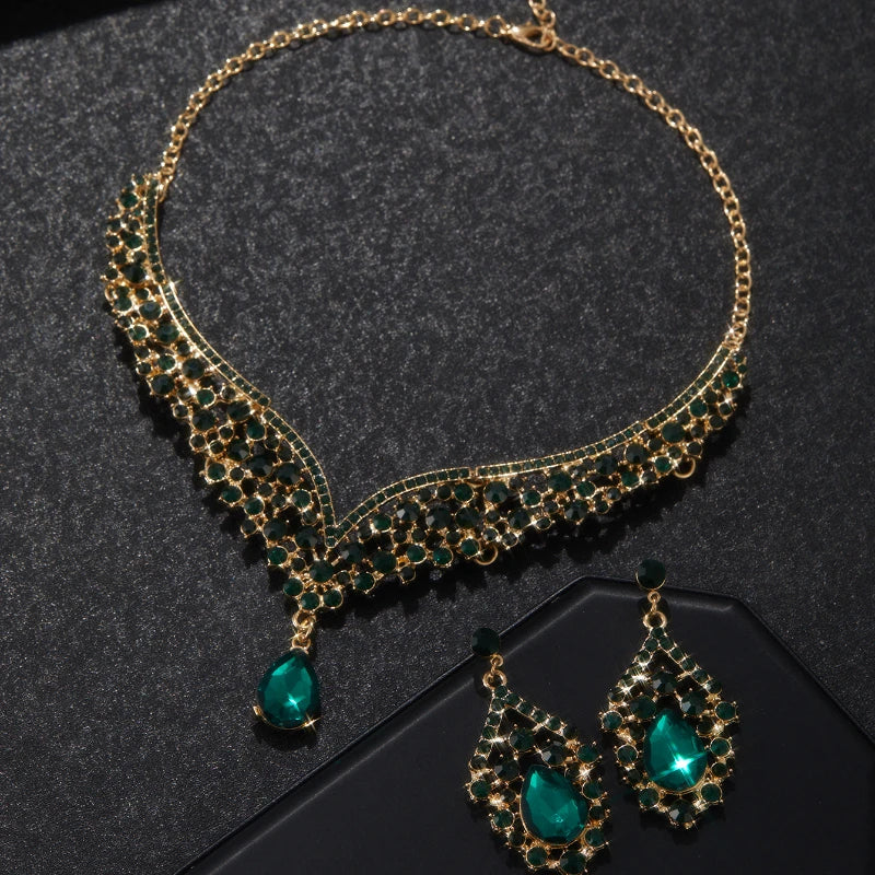 The "Dream Bride" Rhinestone Jewelry Set – Sparkling Teardrop Design