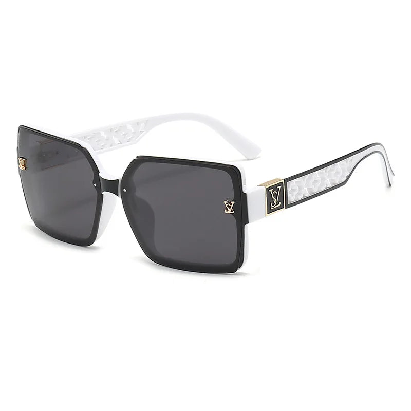 Fashion Glamour Oversized Geometric Designer-Style Sunglasses with Filigree Detailing