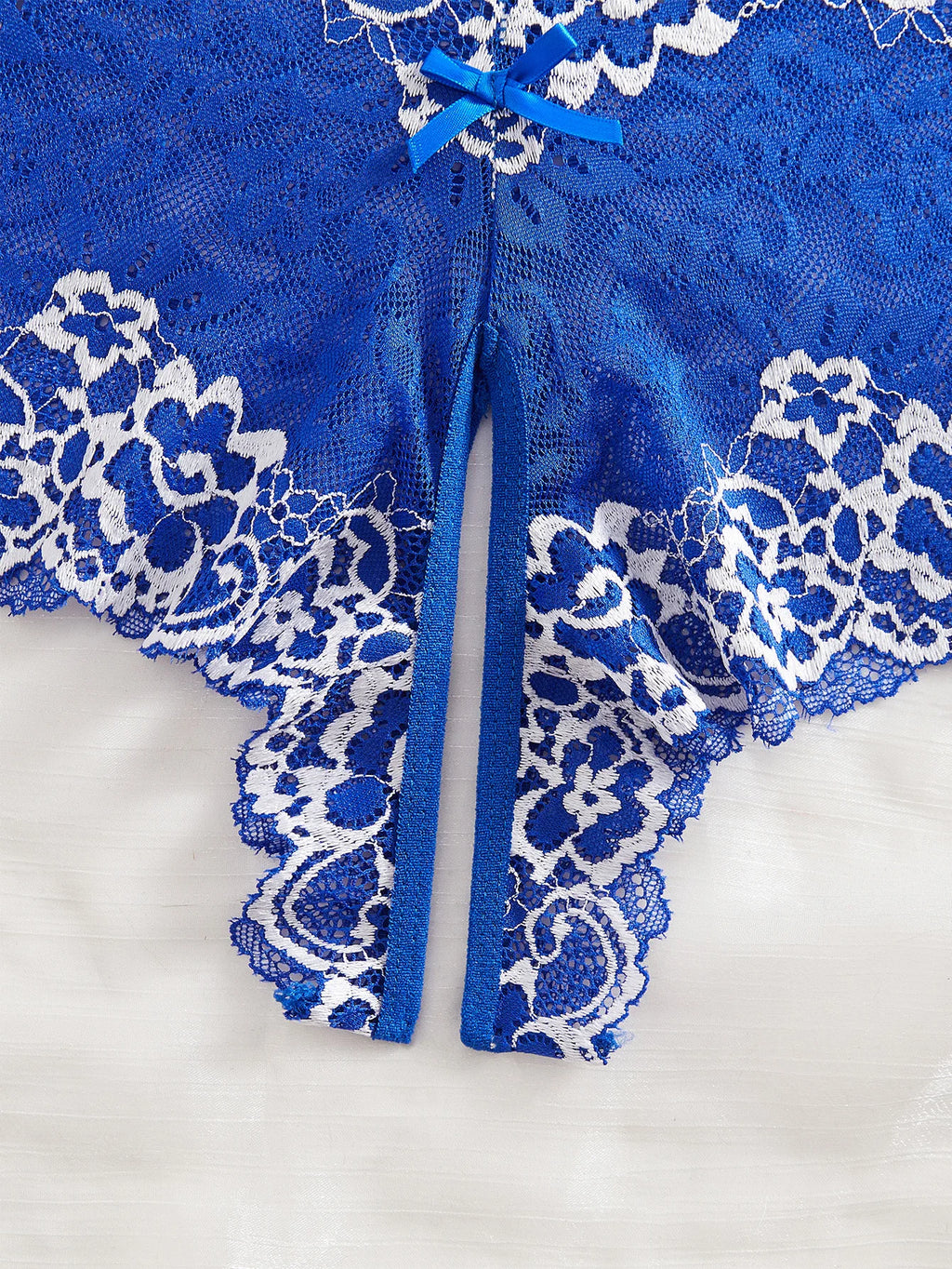 Women’s Sexy Floral Lace Open-Cup Bra & Crotchless Panty Set