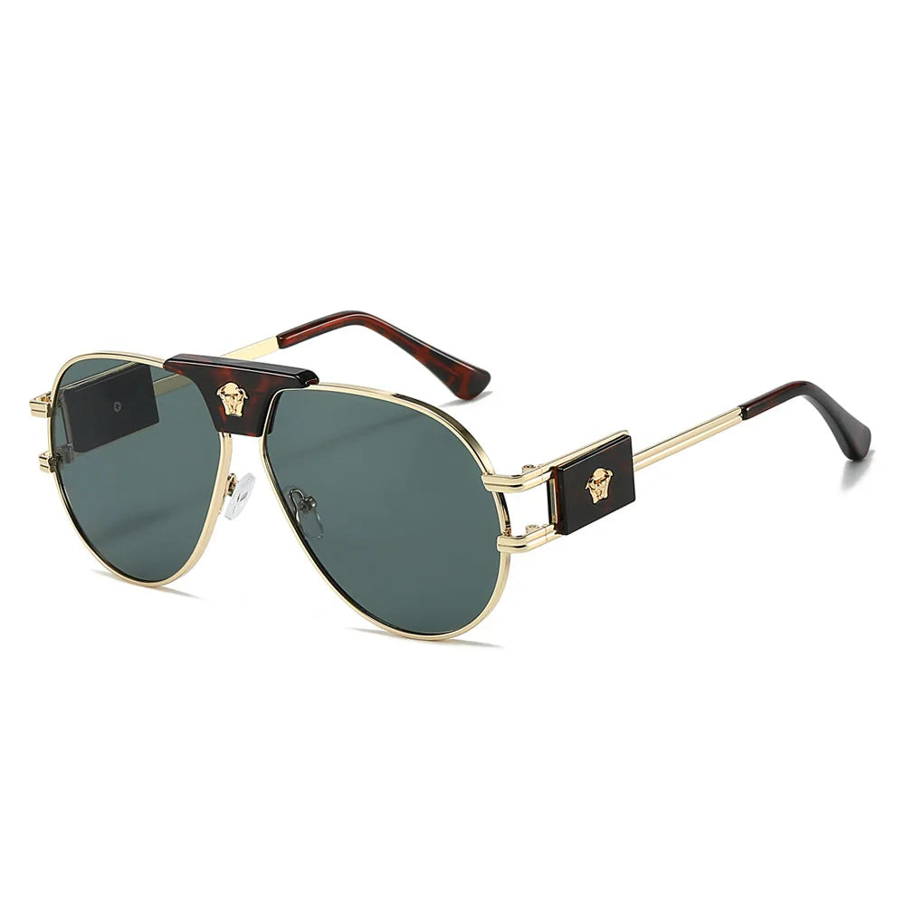Wild West Luxe: Cattle-Head Accent Aviators Sunglasses Women Brand Designer Cattle Head Decoration