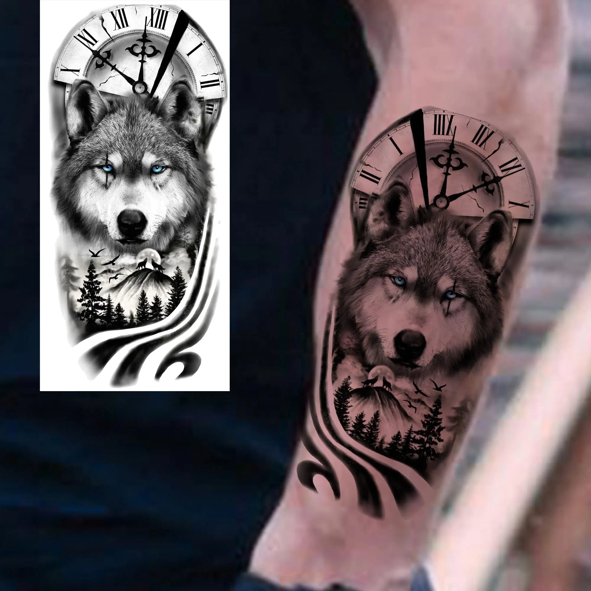 Premium Waterproof Realistic Tattoo Sticker – Majestic Lion & Tiger Designs for Arm & Leg