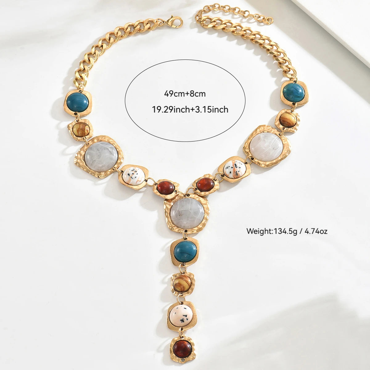 Artisan Hammered Stone Statement Collar