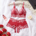 Women’s Sexy Floral Lace Open-Cup Bra & Crotchless Panty Set