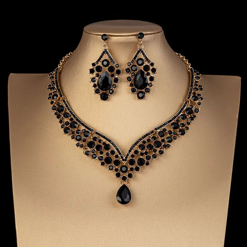 The Royal Radiance AB Crystal Set – Iridescent Necklace & Earring Suite