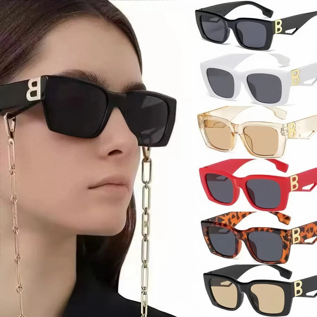 fashionable Luxe "B" Logo-Temple Essential Black Sunglasses protection light