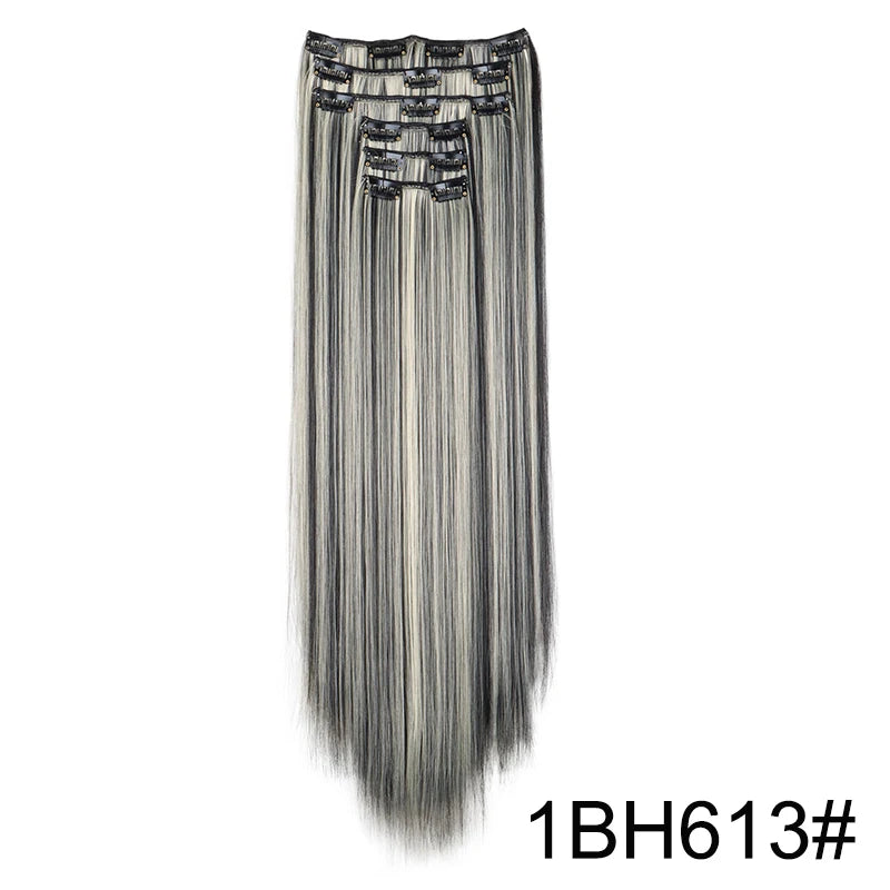 6Pieces/Set Luxe Length Transformation Kit – 24-Inch Silky Straight Synthetic Extensions