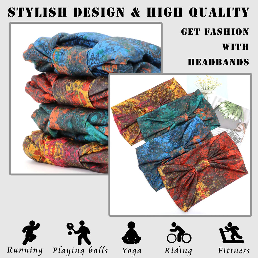 Bohemian Knotted Headbands for Women – Soft Cotton-Blend No-Slip Elastic Hair Accessories