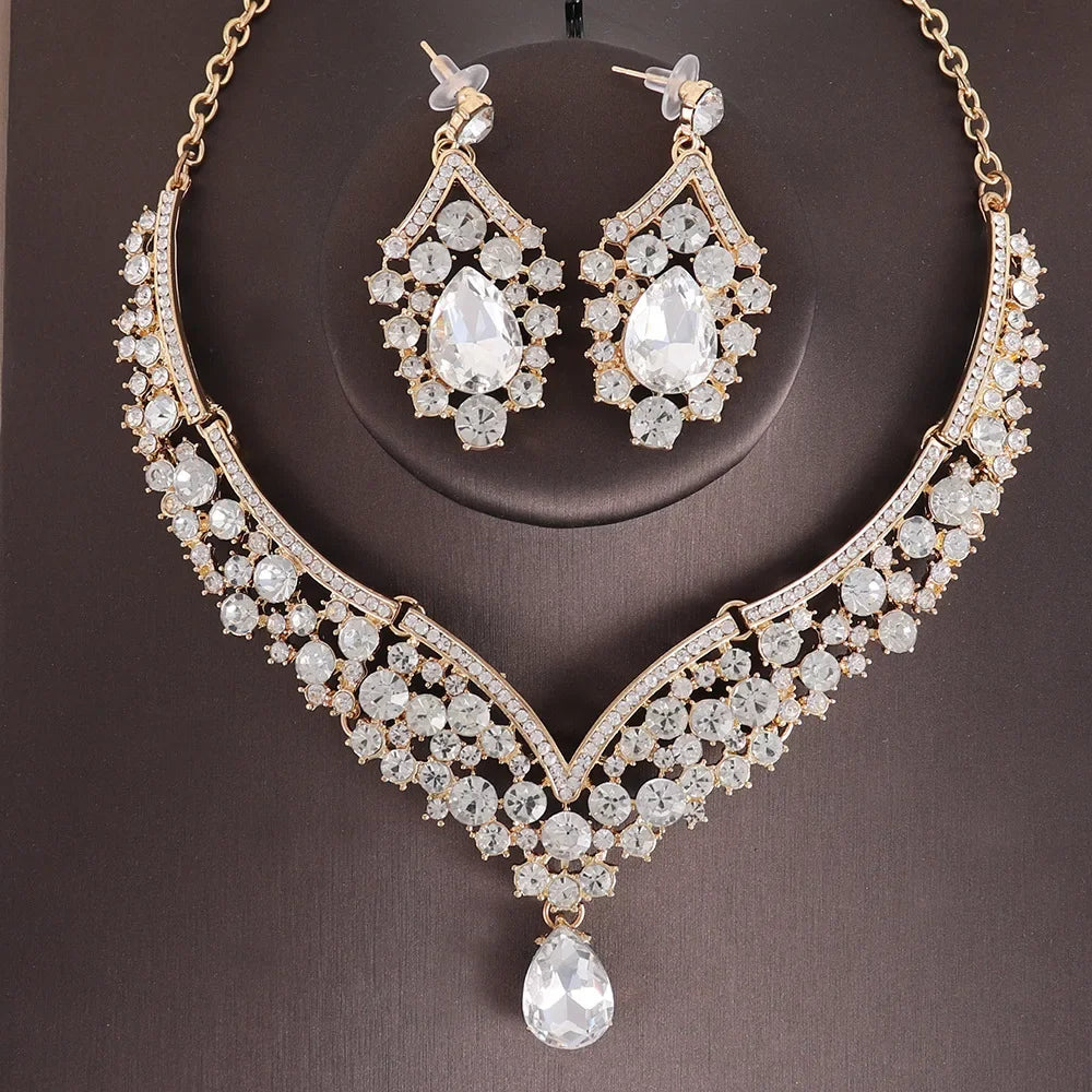 The Royal Radiance AB Crystal Set – Iridescent Necklace & Earring Suite