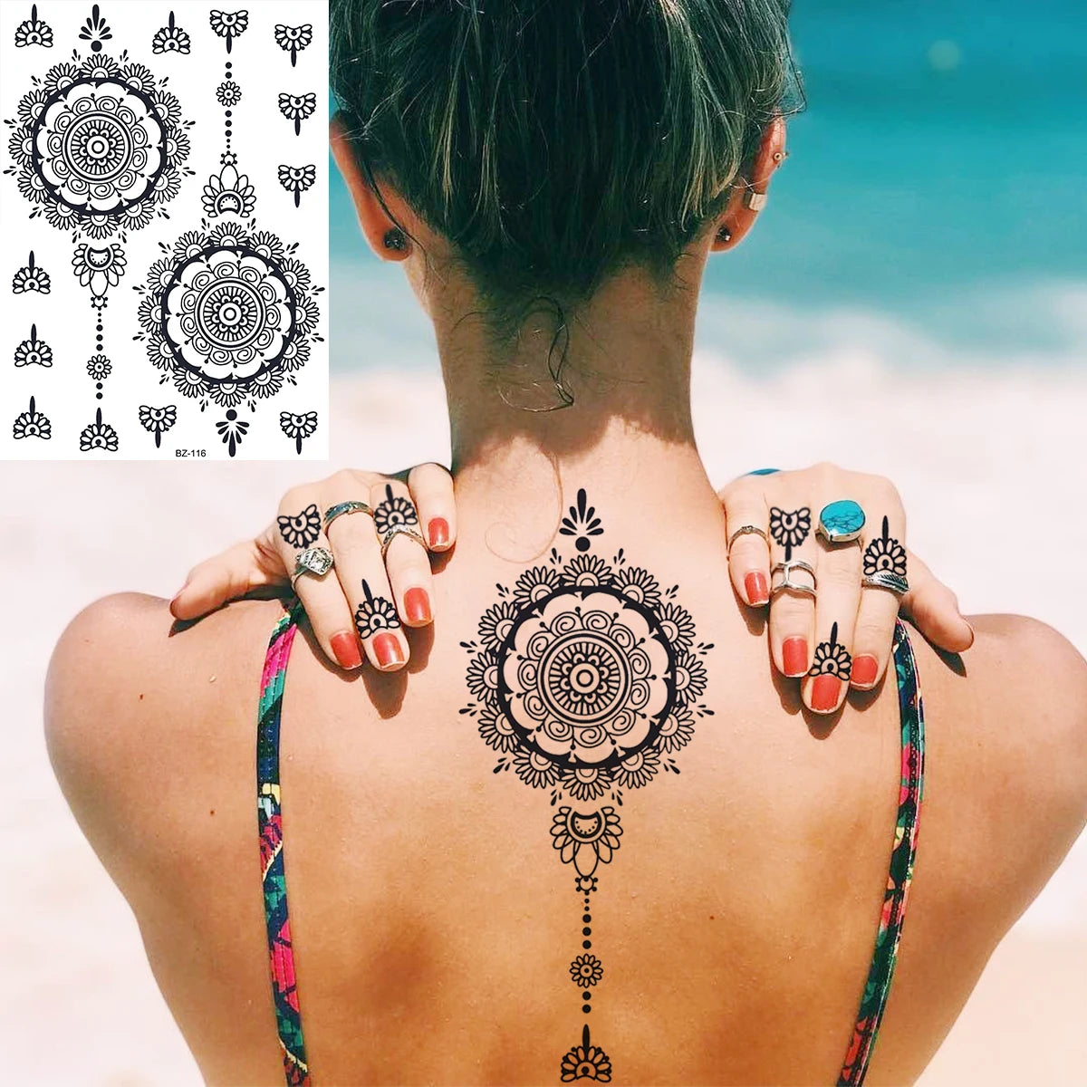 Sexy Waterproof Temporary Tattoo – Floral Mandala, Lotus & Animal Designs for Chest & Underboob