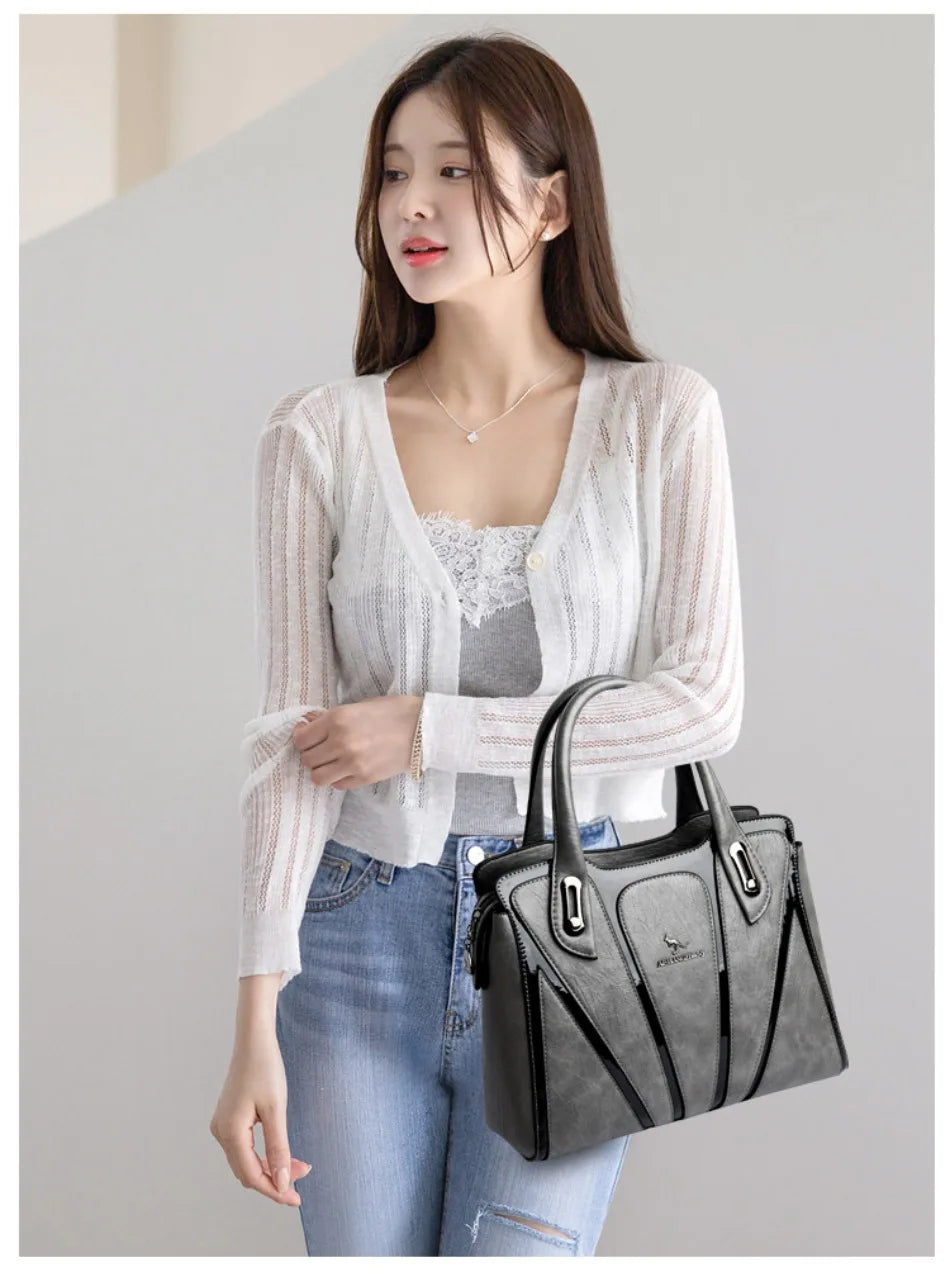 The Tri-Compartment Executive Tote – Luxury Structured Shoulder Bag