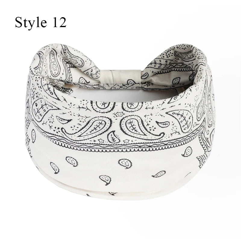 Women's Bohemian Wide Hair Band – Soft Stretchy Floral Turban for Sports, Yoga & Casual Fashion