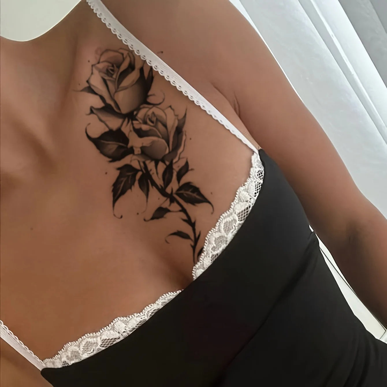 The Botanical Collection: 2-Pack Black Butterfly & Flower Temporary Tattoos for Effortless Style