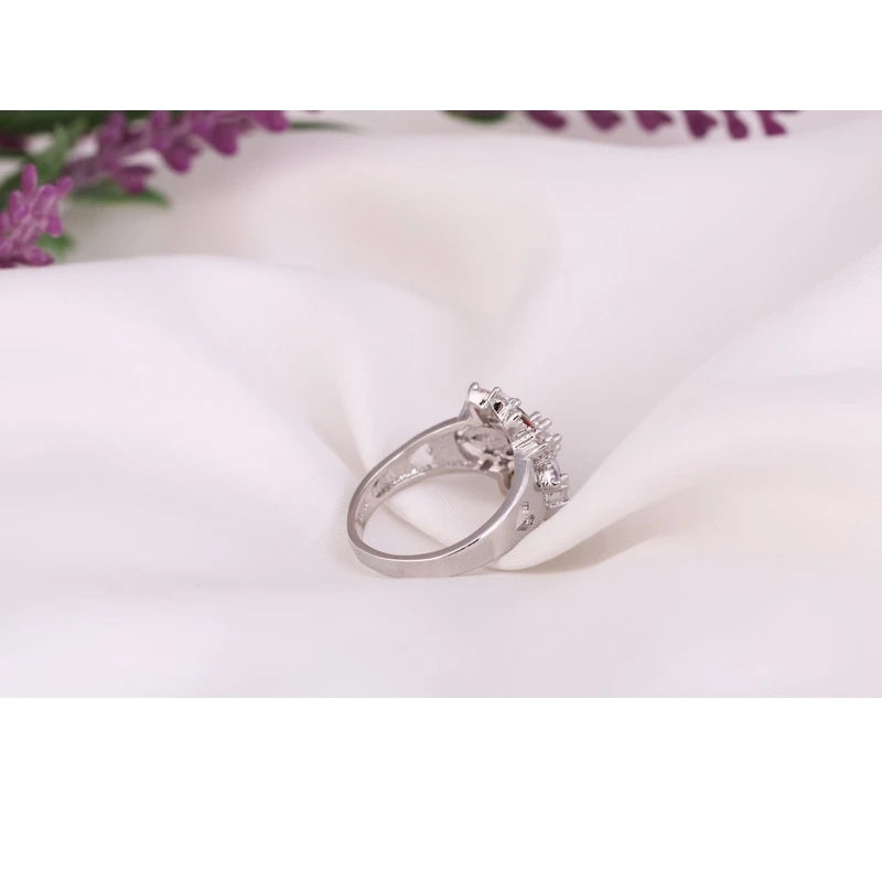 Fashion RING 925 Sterling Silver Color Jewelry Colourful Cubic Zirconia Flowe