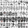 52pcs Premium Temporary Tattoo Collection – Versatile Mix of Skulls, Snakes, Flowers & 3D Art