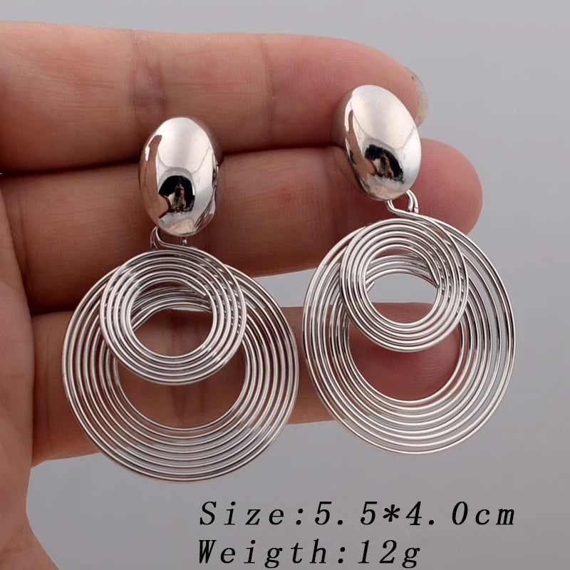 The "Modern Muse" Oversized Geometric Statement Earrings – Gold & Silver