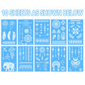 10 Sheets Glow in the Dark Tattoos – Women’s Festival Accessories, Rave Party Body Art, Boho Style Luminous Temporary Stickers
