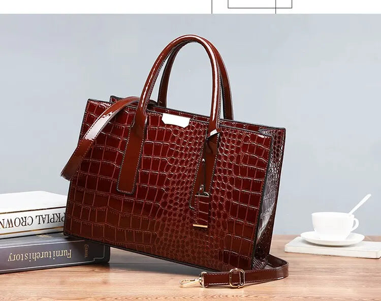 Signature Crocodile Texture Shopper – Sophisticated Luxury Work Tote