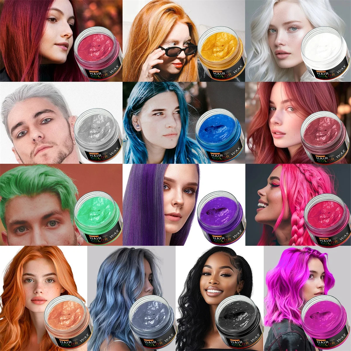 Temporary Hair Color Wax Mud – Easy Wash One-Time Coloring Cream for Hair, Beards, and Eyebrows, Instant Matte Hairstyle Styling Clay for Parties and Cosplay
