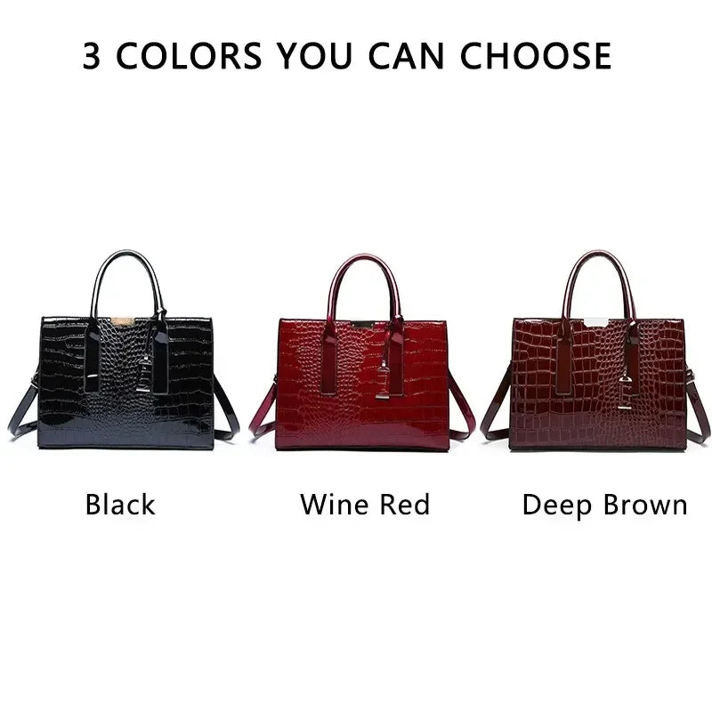 Signature Crocodile Texture Shopper – Sophisticated Luxury Work Tote