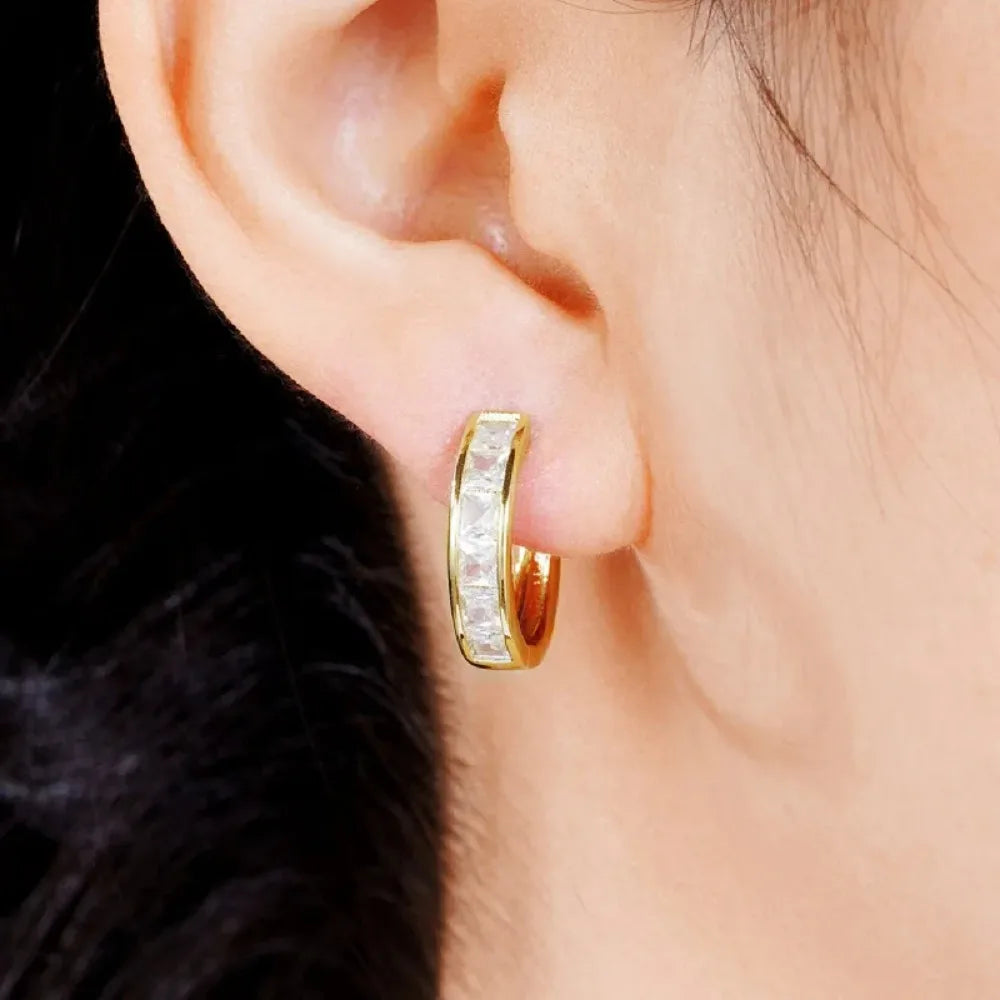 Vertex Platinum-Tone Eternity Hoops