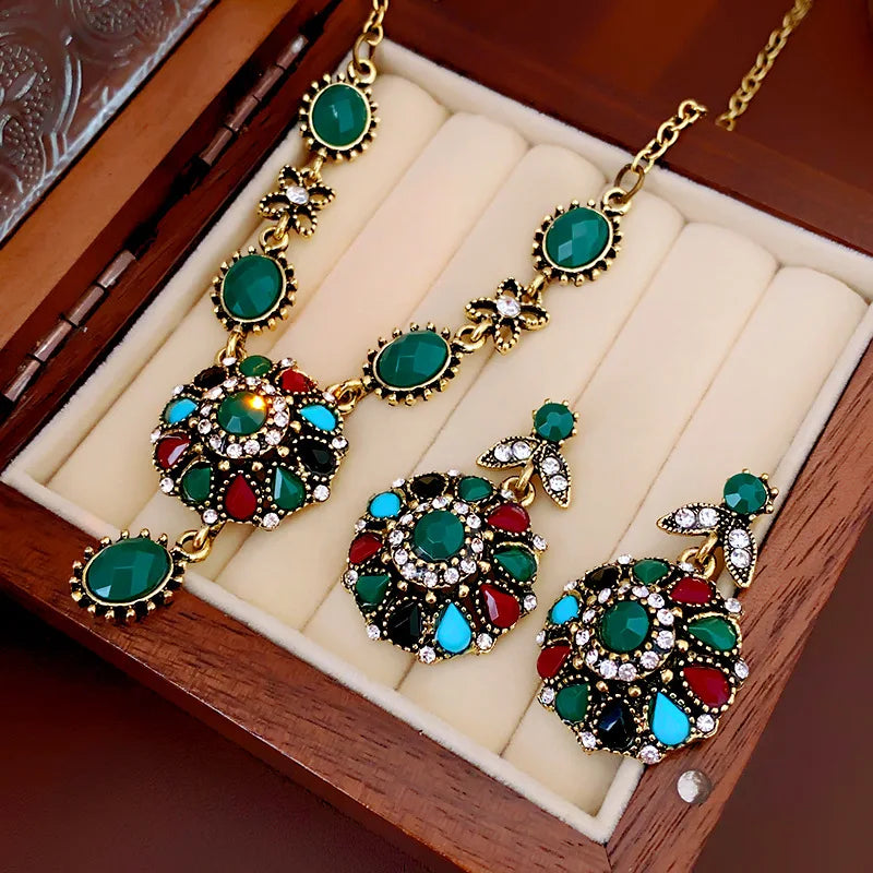 Colorful Rhinestonewater Drop Round Flower Necklaces  Vintage Advanced Collar Chains Aesthetic